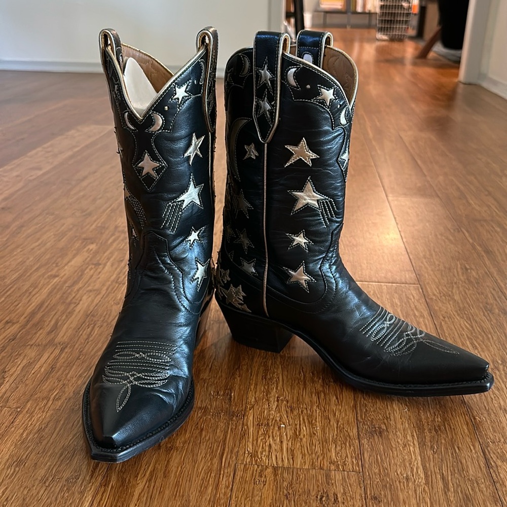 Miron Crosby Rush Black and Gold Cowboy Boots sz 8